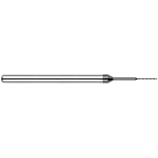 Harvey Tool Miniature Drill 0.0100" Drill DIAx0.1600" Flute L Carbide Drill, 2 Flutes, Amorphous Diamond Coated 20100-C4